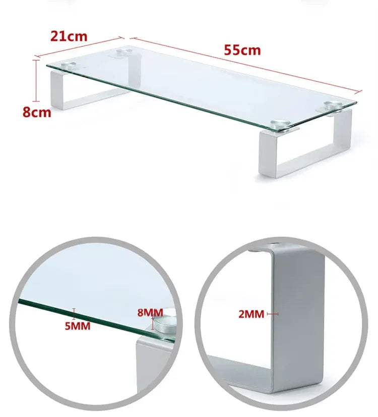 iDock Universal Desk Tempered Glass Printer TV Laptop Computer LCD Monitor Riser Stand - iDock Laptopstand