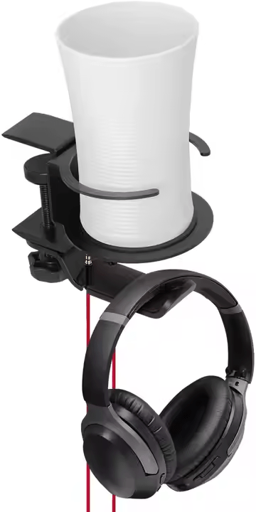 iDock Universal Foldable Aluminum Under Desk Gaming Headphone Hook Headset Clamp Holder Stand with Cup Holder - iDock Laptopstand