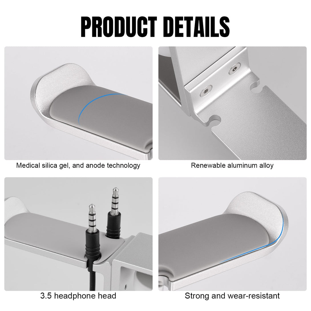 iDock Universal Portable Foldable Aluminum Under Desk Gaming Headphone Hook Headset Clamp Holder Stand - iDock Laptopstand