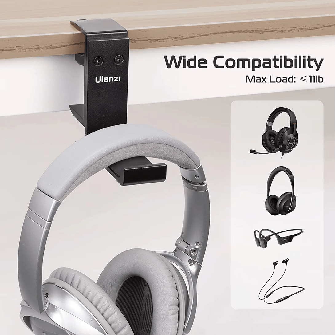iDock Universal Portable Foldable Aluminum Under Desk Gaming Headphone Hook Headset Clamp Holder Stand - iDock Laptopstand