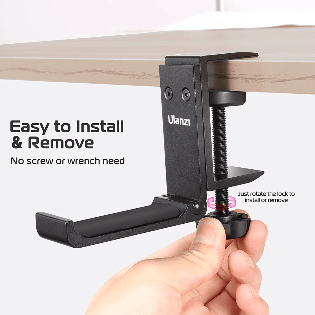 iDock Universal Portable Foldable Aluminum Under Desk Gaming Headphone Hook Headset Clamp Holder Stand - iDock Laptopstand