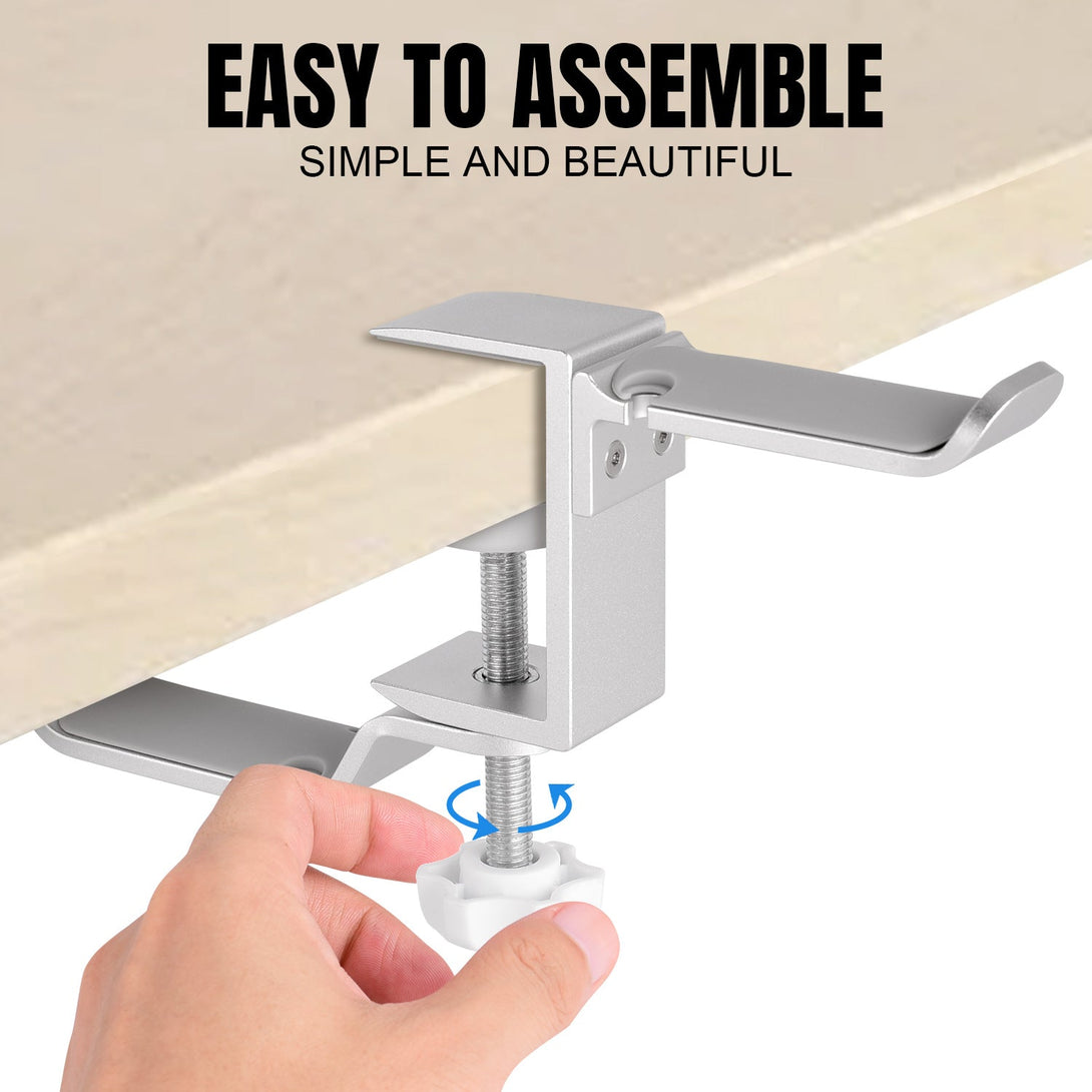 iDock Universal Portable Foldable Aluminum Under Desk Gaming Headphone Hook Headset Clamp Holder Stand - iDock Laptopstand
