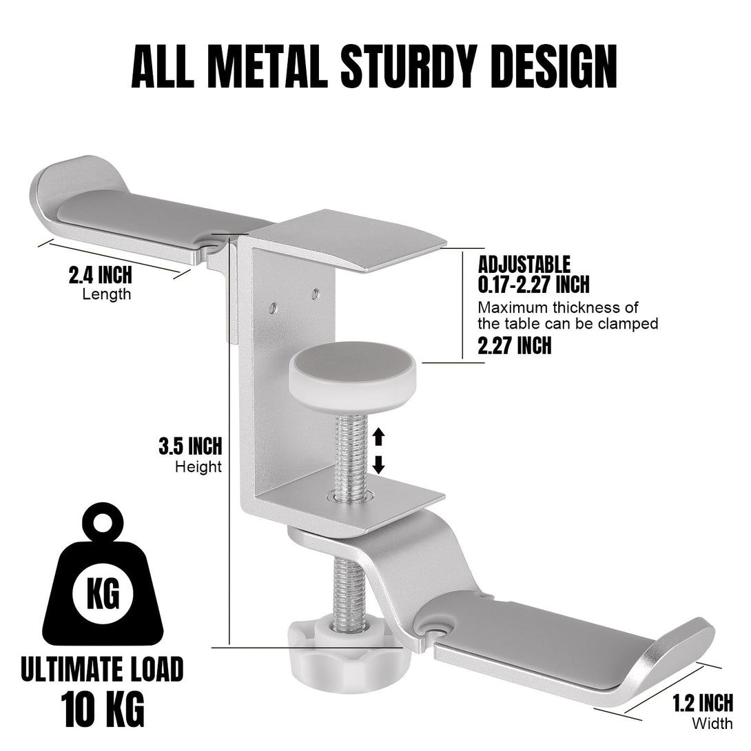 iDock Universal Portable Foldable Aluminum Under Desk Gaming Headphone Hook Headset Clamp Holder Stand - iDock Laptopstand