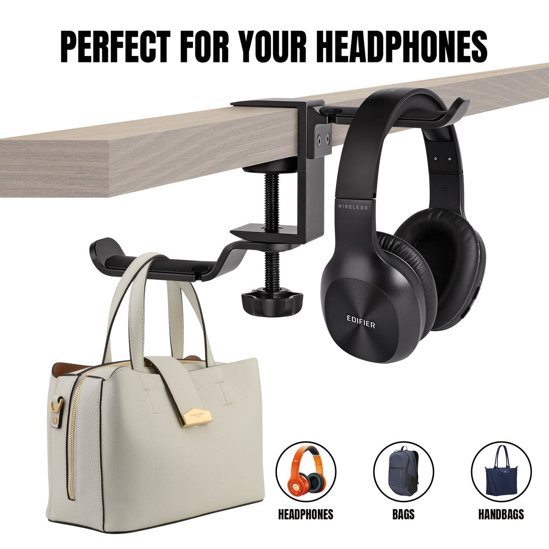 iDock Universal Portable Foldable Aluminum Under Desk Gaming Headphone Hook Headset Clamp Holder Stand - iDock Laptopstand