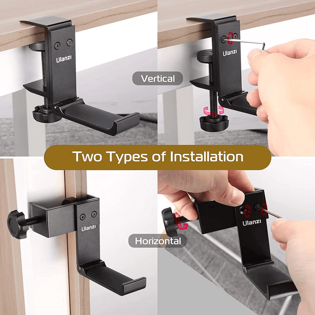 iDock Universal Portable Foldable Aluminum Under Desk Gaming Headphone Hook Headset Clamp Holder Stand - iDock Laptopstand
