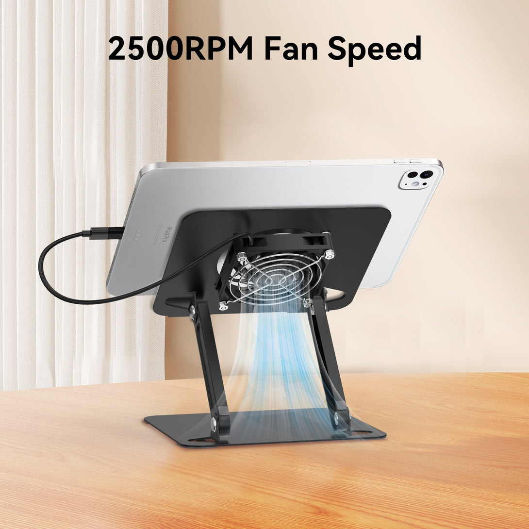 iDock Universal Portable Folding Metal Adjustable Desktop Tablet Stand Holder with fan Cooling pad for iPad - iDock Laptopstand