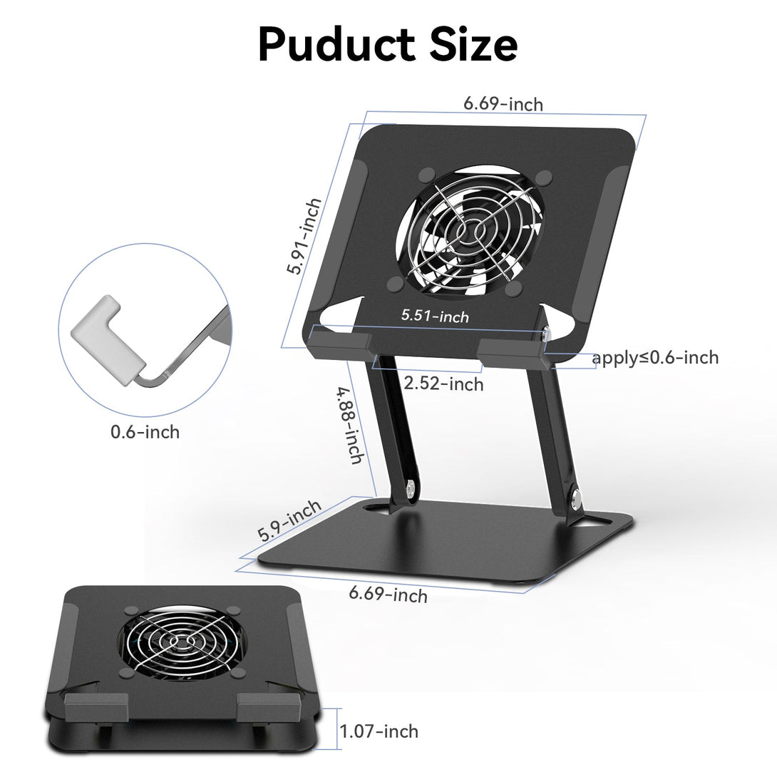 iDock Universal Portable Folding Metal Adjustable Desktop Tablet Stand Holder with fan Cooling pad for iPad - iDock Laptopstand
