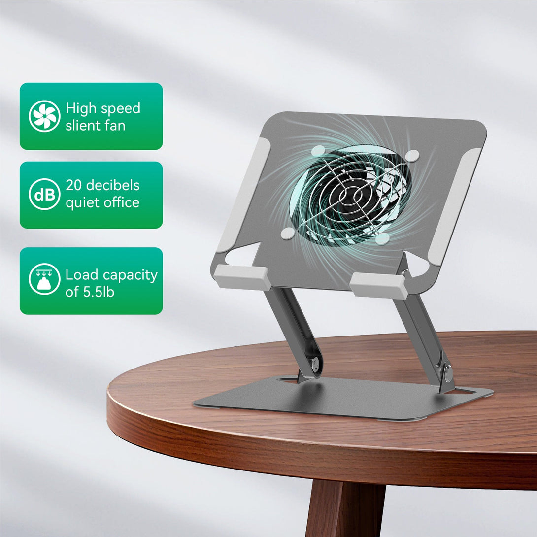 iDock Universal Portable Folding Metal Adjustable Desktop Tablet Stand Holder with fan Cooling pad for iPad - iDock Laptopstand