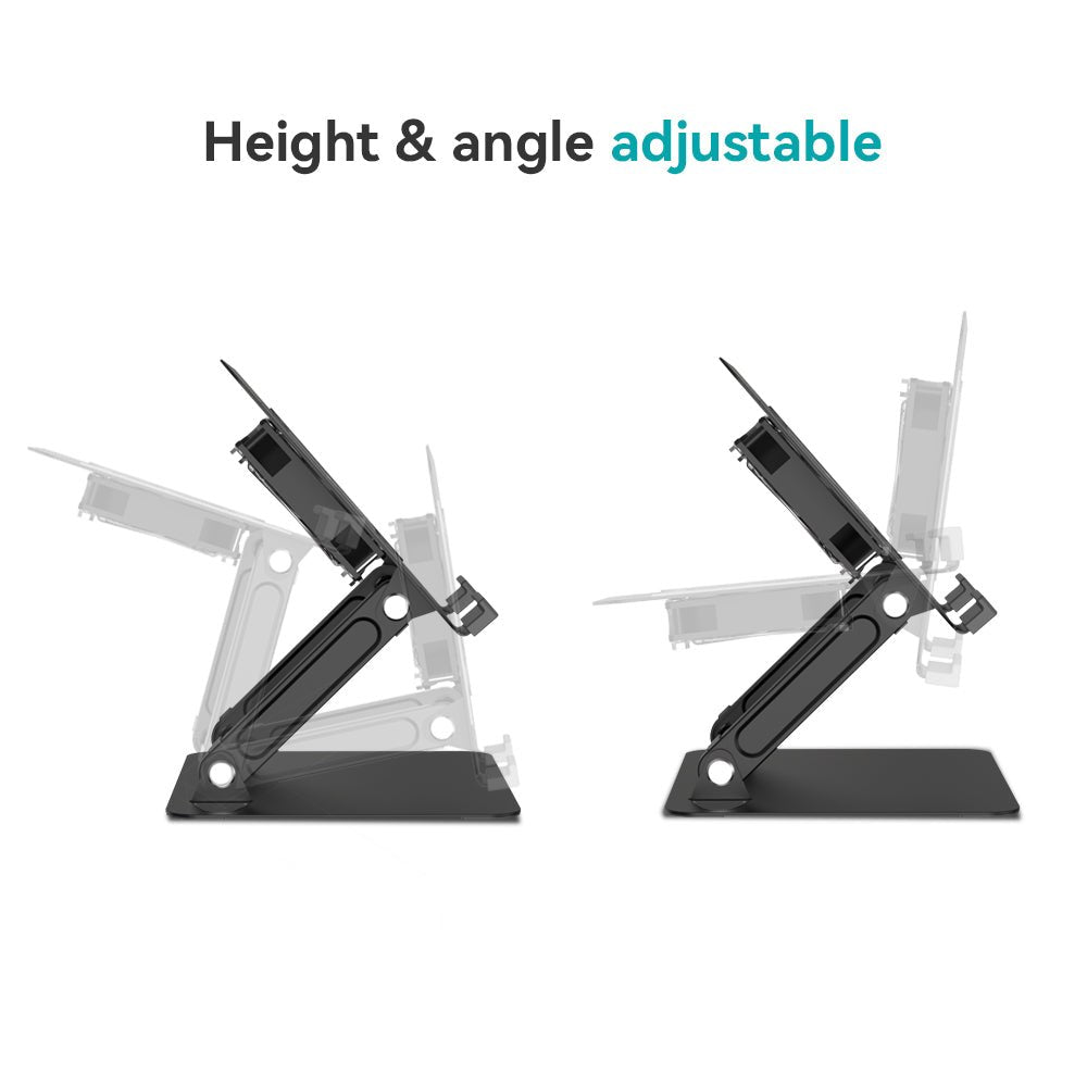 iDock Universal Portable Folding Metal Adjustable Desktop Tablet Stand Holder with fan Cooling pad for iPad - iDock Laptopstand