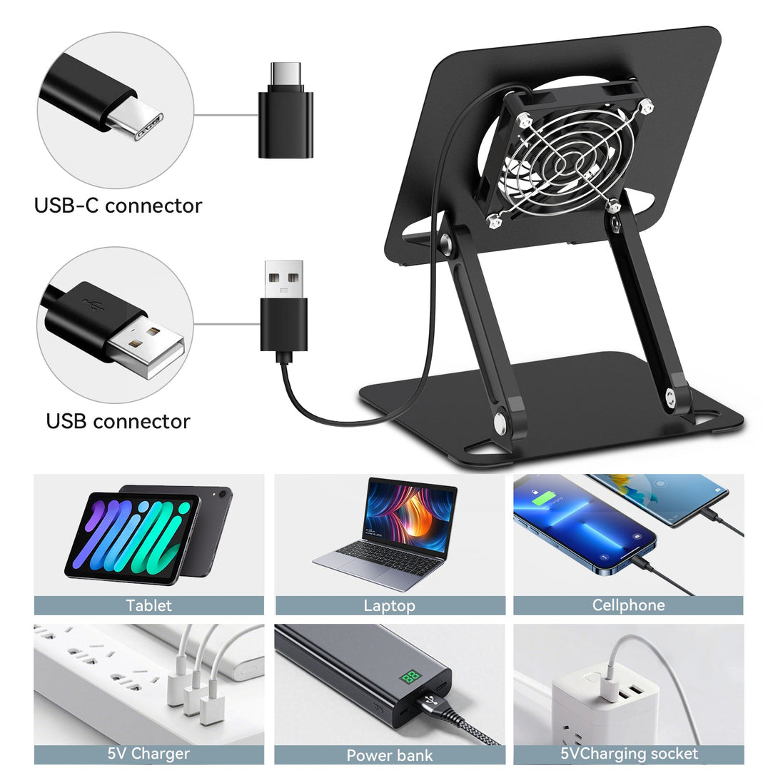 iDock Universal Portable Folding Metal Adjustable Desktop Tablet Stand Holder with fan Cooling pad for iPad - iDock Laptopstand